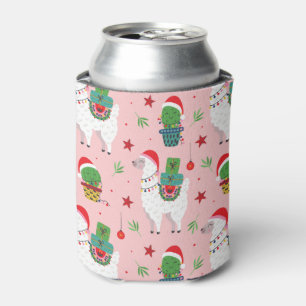 Llamas and Cacti Christmas Pattern Can Cooler