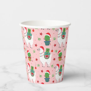 Llamas and Cacti Christmas Pattern Paper Cups