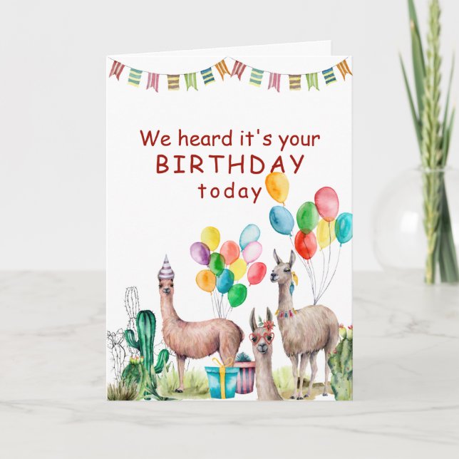 Llamas Birthday  Holiday Card (Front)