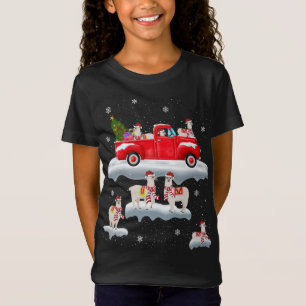 Llamas Driving Christmas Tree Red Truck Llama Chri T-Shirt