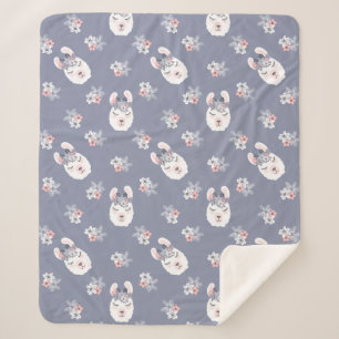 Llamas & Flowers Pattern Sherpa Blanket