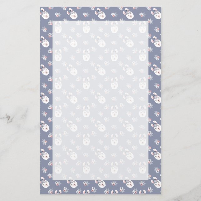 Llamas & Flowers Pattern Stationery (Front)