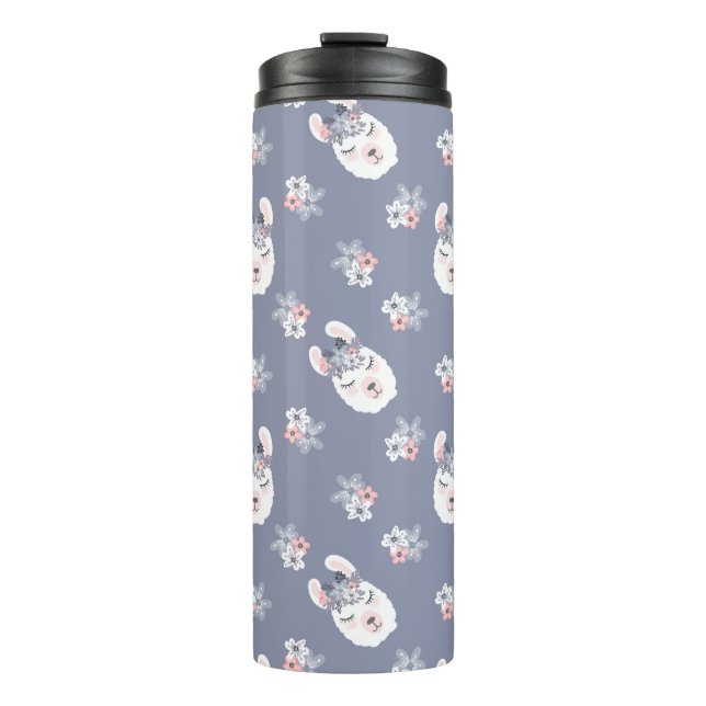 Llamas & Flowers Pattern Thermal Tumbler (Front)
