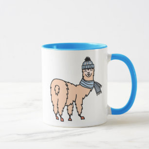 Llamas In Hats & Scarves Skiing Pattern Mug
