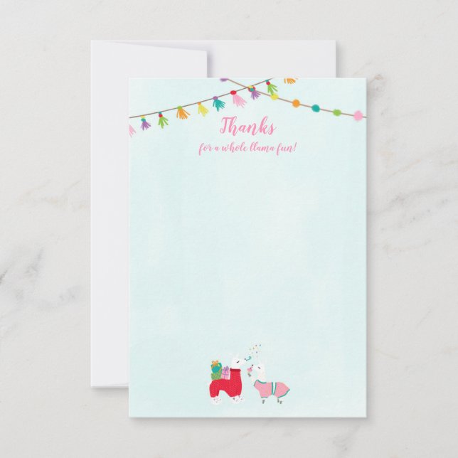 Llamas in Pyjamas Slumber Party Thank You Card (Front)