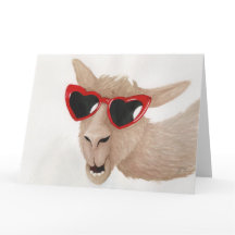 Llamas in Shades: February Greeting Card 8.5"x11"
