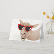 Llamas in Shades: February Greeting Card A5