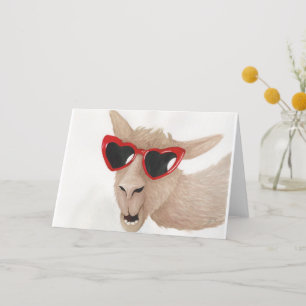 Llamas in Shades: February Greeting Card A5