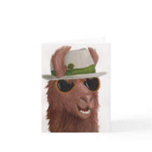 Llamas in Shades: March Greeting Card 4"x5.6"