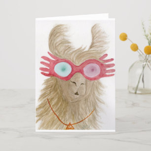 Llamas in Shades: October Greeting Card A5