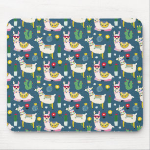 Llamas In Sunglasses Pattern Mouse Mat