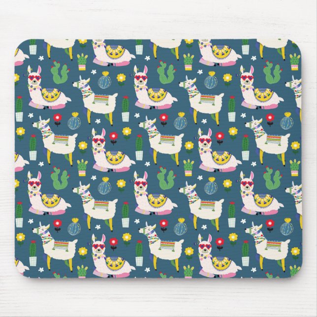 Llamas In Sunglasses Pattern Mouse Mat (Front)
