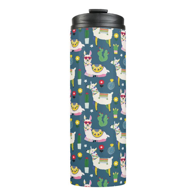 Llamas In Sunglasses Pattern Thermal Tumbler (Front)
