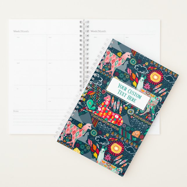 Llamas on Blue Personalised Planner (Display)