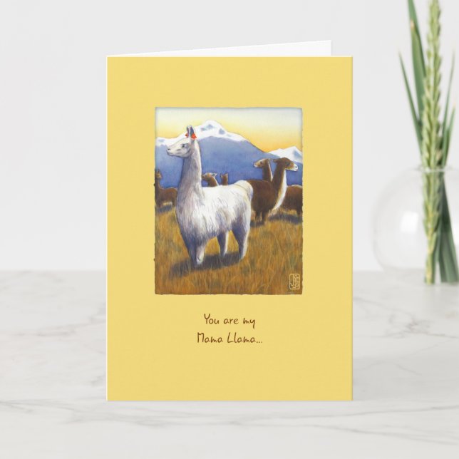 Llamas on Maize Mother’s Day Card (Front)