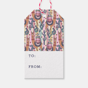 Llamas On Stripes Pattern Gift Tags