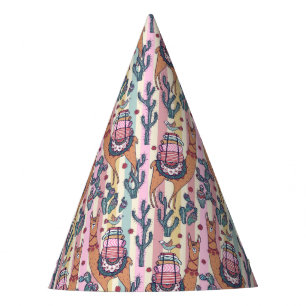 Llamas On Stripes Pattern Party Hat