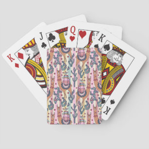 Llamas On Stripes Pattern Playing Cards