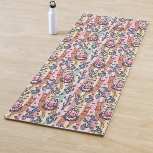 Llamas On Stripes Pattern Yoga Mat