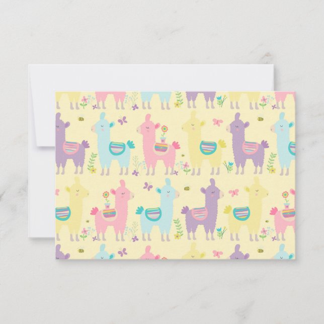 Llamas Pink, Yellow Purple Cute Adorable  Thank You Card (Front)