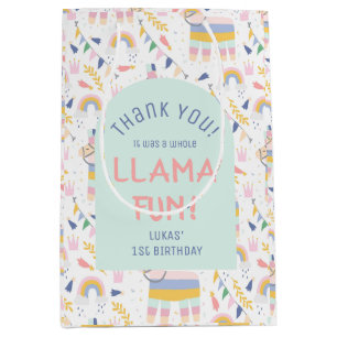 Llamas & Rainbows Fiesta Birthday Party Thank You  Medium Gift Bag