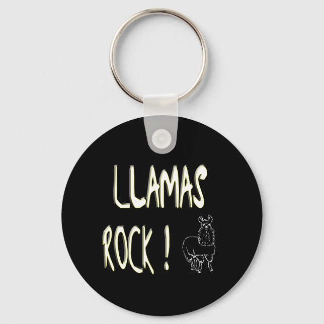 Llamas Rock! Keychain (Front)