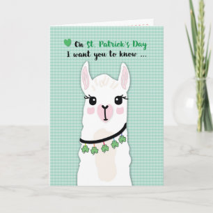 Llamas St. Patricks Day Shamrocks Card