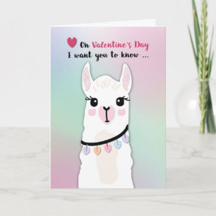 Llamas Valentine's Day Hearts Card