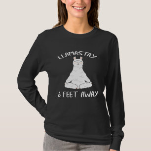 Llamastay 6 Six Feet Away Yoga Llama Premium T-Shirt