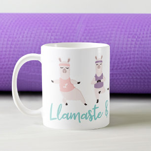 Llamaste & Drink Coffee Yoga Llamas Monogram Mug