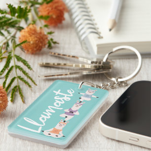 Llamaste   Fun & Cute Yoga Llamas Meditating Key Ring