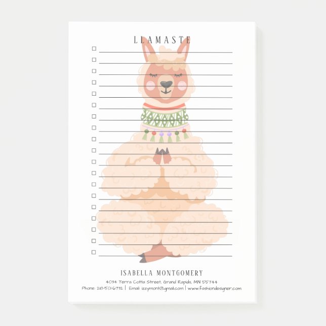 Llamaste | Funny Llama Personalised Post-it Notes (Front)