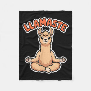 Llamaste Funny Meditating Llama Cute Yoga Animal D Fleece Blanket