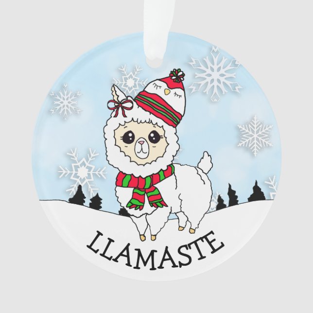 Llamaste La La La LLama two sided Christmas Ornament (Front)