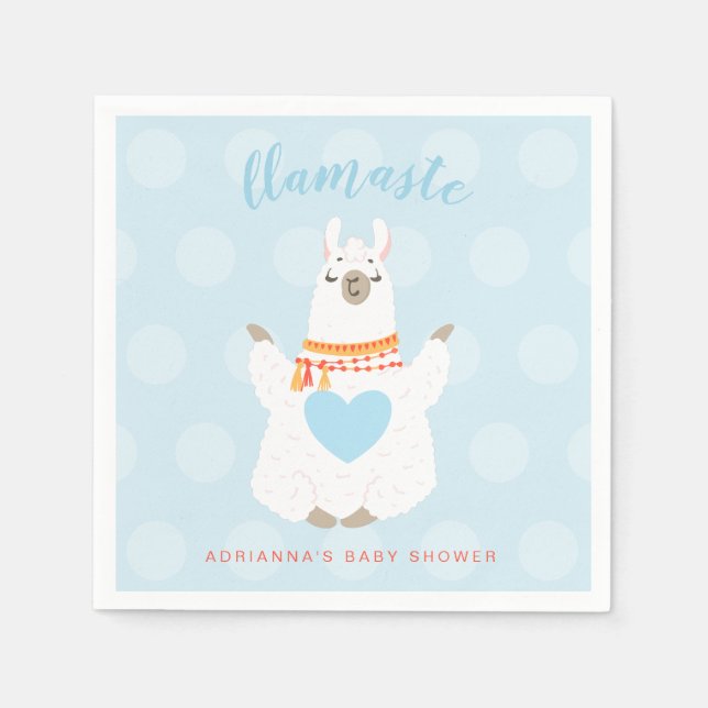Llamaste Llama Yoga Baby Shower Paper Napkin (Front)
