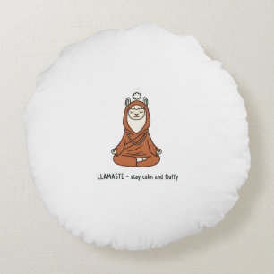 "Llamaste - stay calm and fluffy" Round Cushion