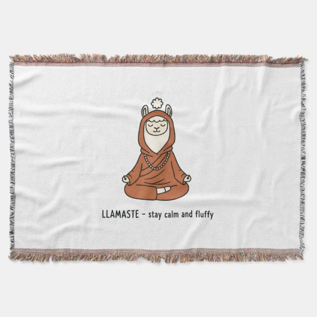 "Llamaste - stay calm and fluffy" Throw Blanket (Front)
