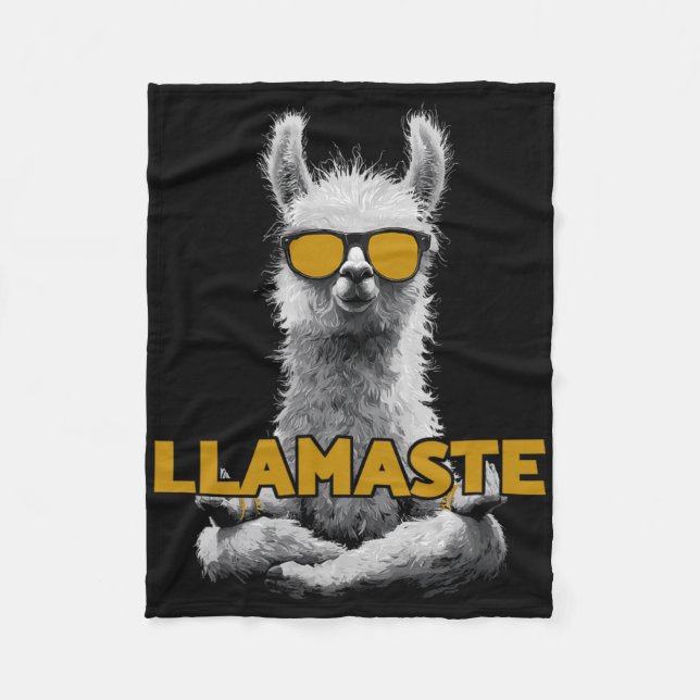 Llamaste Yoga Llama With Sungles  Fleece Blanket (Front)