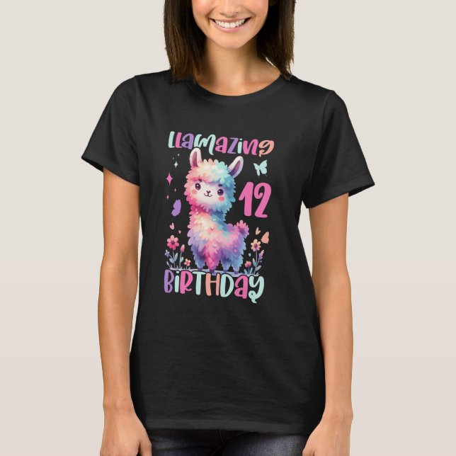 Llamazing 12th Birthday Cute Llama Family Party Al T-Shirt (Front)