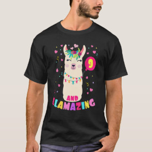 Llamazing 9 Years Old Girl Birthday Cute Llama Alp T-Shirt