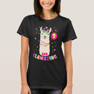 Llamazing 9 Years Old Girl Birthday Cute Llama Alp T-Shirt