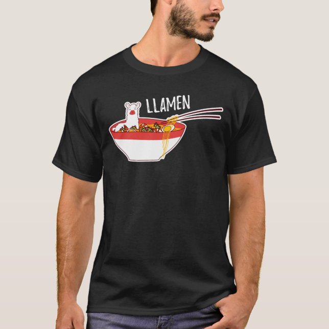 Llamen Funny Llama Ramen Gift For Alpaca Lovers T-Shirt (Front)