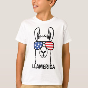 Llamerica, Funny Lllama kids shirt, 4th of July T-Shirt