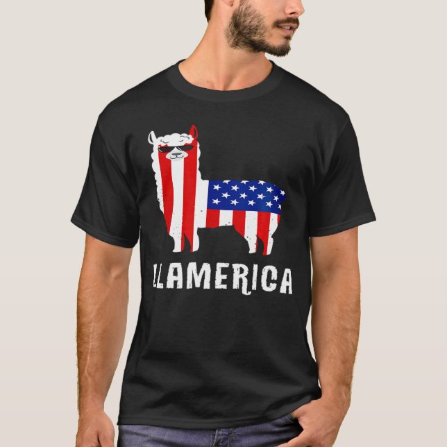 Llamerica  Llama 4th of July Men Women Kids T-Shirt (Front)