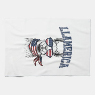Llamerica Patriotic Llama Vintage Engraving T-Shir Tea Towel