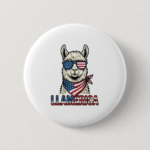 Llamerica Patriotic Llama Vintage Vector Design_1 6 Cm Round Badge