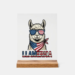 Llamerica Patriotic Llama Vintage Vector Design_1 Acrylic Sign