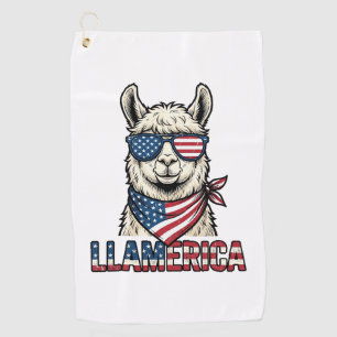 Llamerica Patriotic Llama Vintage Vector Design_1 Golf Towel