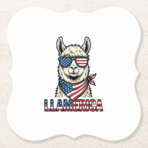 Llamerica Patriotic Llama Vintage Vector Design_1 Paper Coaster