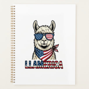 Llamerica Patriotic Llama Vintage Vector Design_1 Planner